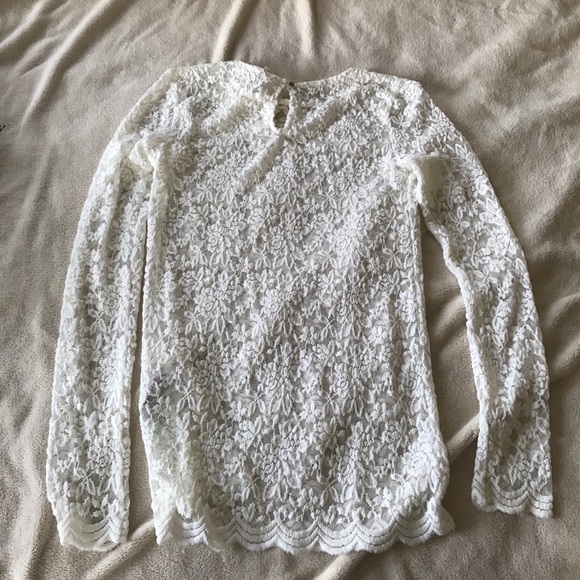 Forever 21 Ivory Sheer Lace Long Sleeve Top - Picture 4 of 4